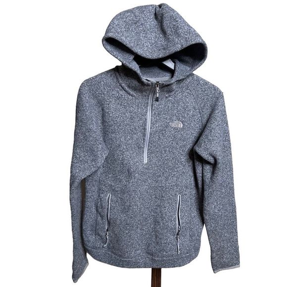 The North Face Gray Hooded 1/2 Zip Soft Fleece Pullover Jacket Womens - Picture 1 of 3